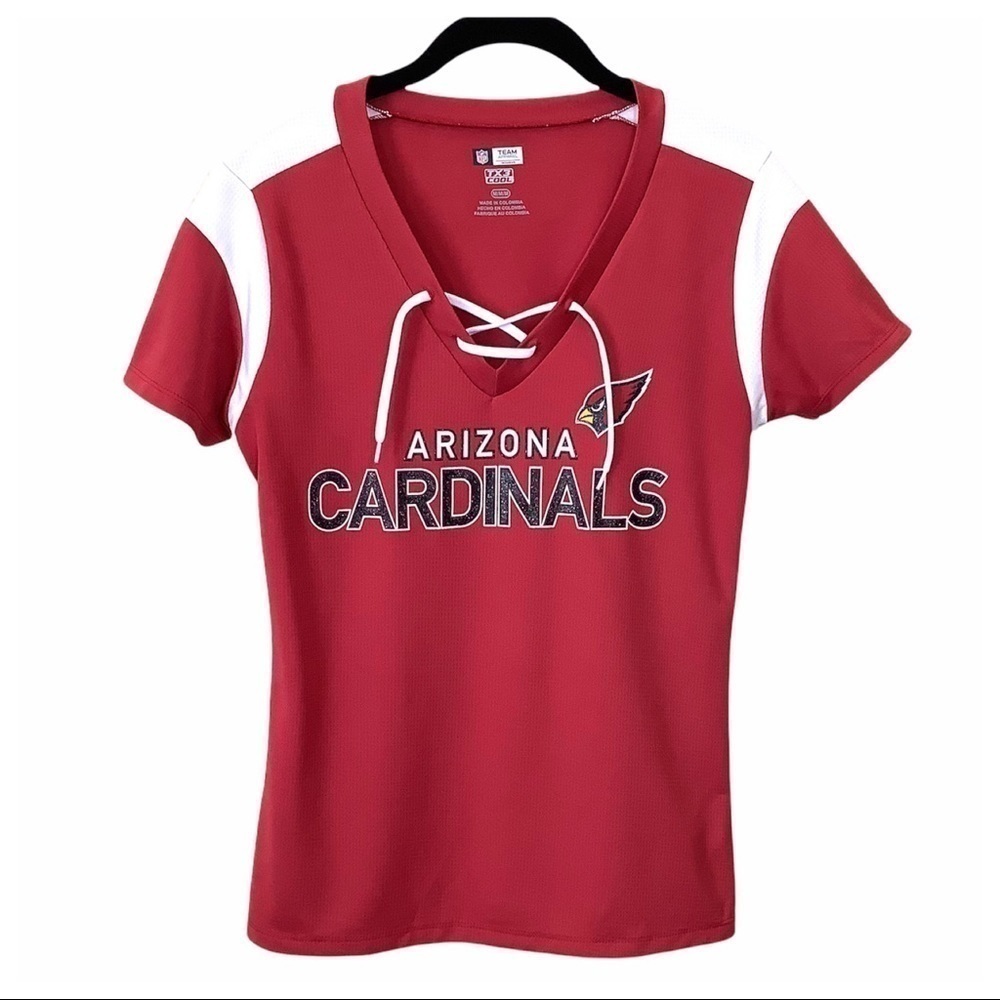NFL Arizona Cardinals Red Lace-Up Chest Tee Size Small/Medium